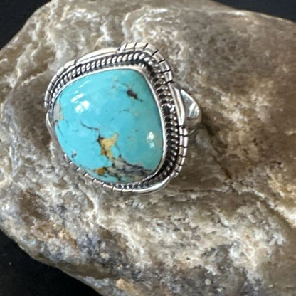 Navajo Blue #8 Turquoise Ring | Sterling Silver | Sz 11 | Authentic Native American Handmade | 15506