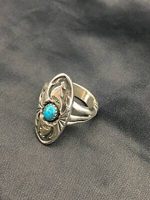 Navajo Kingman Turquoise Ring | Sterling Silver Shadow Box | Sz 6 | Authentic Native American Handmade | 16866