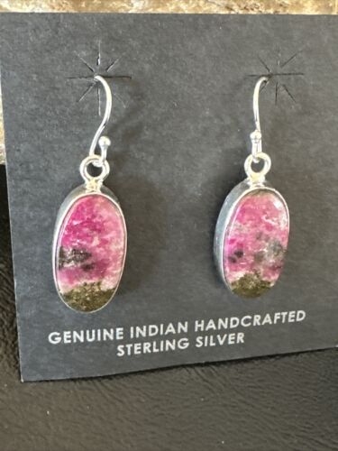 Purple Mojave Turquoise Dangle Earrings | Sterling Silver | Authentic Native American Handmade | 15787