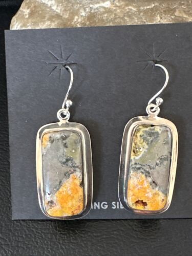 Navajo Bumblebee Jasper Earrings | Sterling Silver | Authentic Native American Handmade | 15841
