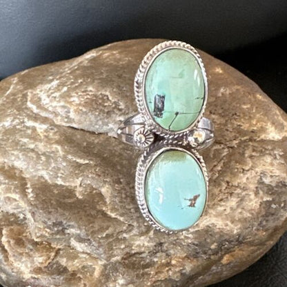Navajo Blue Dry Creek Turquoise Multi-Stone Ring | Authentic Native American Sterling Silver | Sz 9.5 | 16737