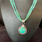 Blue Turquoise Pendant | Navajo Pearls | Sterling Silver Bead Necklace 17" | Multi-Strand | 15993
