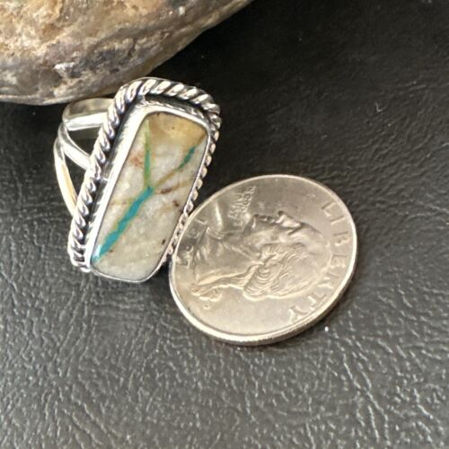 Navajo Ribbon Boulder Turquoise Ring | Sterling Silver | Sz 7 | Authentic Native American Handmade | 16473