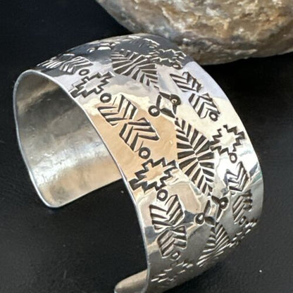 Navajo Stamped Cuff Bracelet | Sterling Silver | Authentic Native American Handmade | 17458