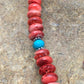 Authentic Native American Navajo Graduated Red Spiny Oyster Necklace | Sterling Silver | 22" | 4096