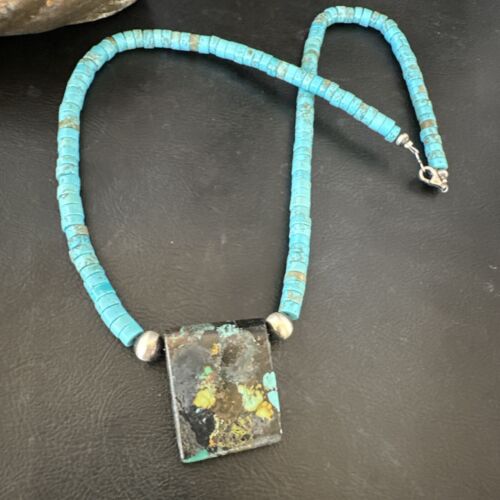 Navajo SpiderWeb Turquoise Heishi Pearls Necklace | Sterling Silver | 20" | Authentic Native American Handmade | 17091