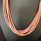 Navajo Pink Coral Tube Heishi Bead Necklace | 5-Strand Sterling Silver | 18" | Authentic Native American Handmade | 15278