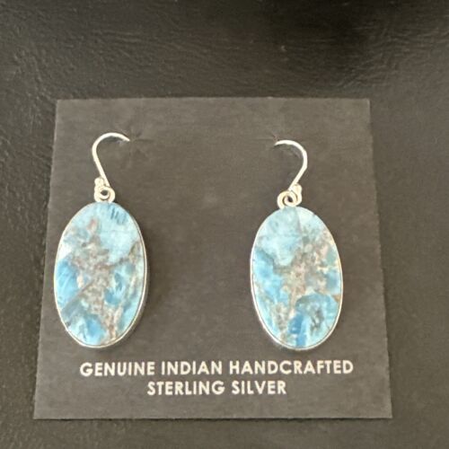 Blue Denim Lapis Dangle Earrings | Sterling Silver | 1" | 15796