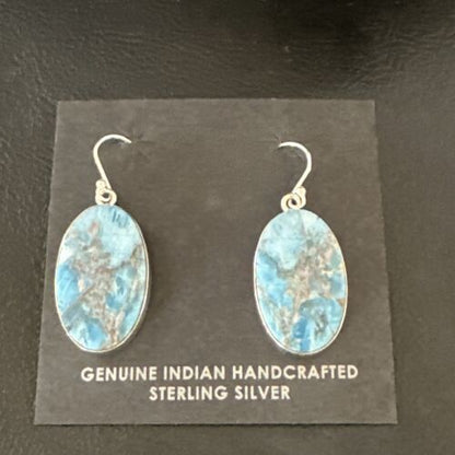 Blue Denim Lapis Dangle Earrings | Sterling Silver | 1" | 15796