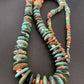 Navajo Sterling Silver Necklace | Green Turquoise & Spiny Oyster | Graduated | Authentic Native American | 32" | 02044