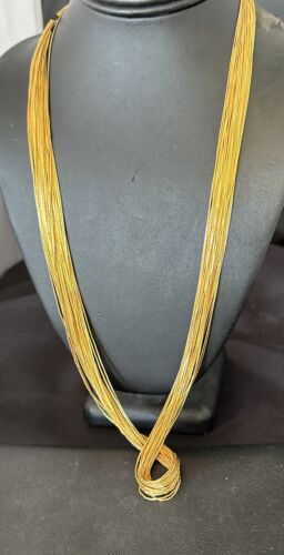 Navajo Gold Filled Heishi Tubes | 30 Strand Liquid Sterling Silver Necklace 29" | 17394