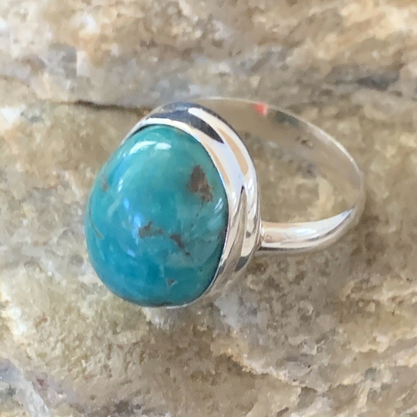 Navajo Spiderweb Blue Turquoise Ring | Sterling Silver | Sz 6 | Authentic Native American Handmade | 11429