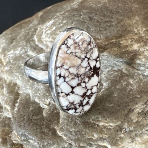 Men's and Women's Wild Horse Turquoise Ring | Navajo Sterling Silver | Sz 7 | 17278