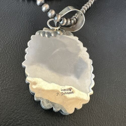 Navajo Pearls Pink Conch Necklace with Multi-Stone Cluster Pendant | Authentic Native American Handmade | 16062