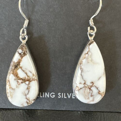 Navajo Wild Horse Turquoise Dangle Earrings | Sterling Silver | Authentic Native American Handmade | 15741