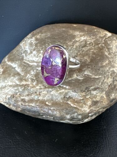 Navajo Purple Mojave Turquoise Ring | Sterling Silver | Sz 8 | Authentic Native American Handmade | 15604