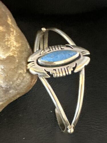 Navajo Denim Lapis Blue Cuff Bracelet | Sterling Silver | Authentic Native American Handmade | 15350