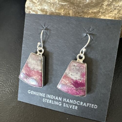 Purple Mojave Turquoise Dangle Earrings | Sterling Silver | Authentic Native American Handmade | 15782