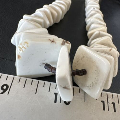 White Buffalo Turquoise Shell Heishi Bead Necklace | Sterling Silver | Authentic Native American | 30" | 17170