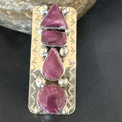 Navajo Purple Spiny Oyster Multi-Stone Ring | Authentic Native American Sterling Silver | Multi-Stone | Sz 8 | 15051