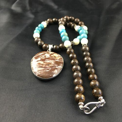 Navajo Wild Horse Turquoise Pendant Necklace | Sterling Silver | 18" | Authentic Native American Handmade | 10148