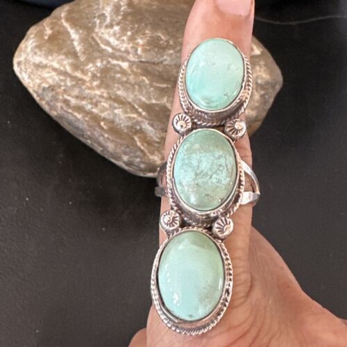 Navajo Blue Dry Creek Turquoise Multi-Stone Ring | Authentic Native American Sterling Silver | Sz 10.5 | 16729