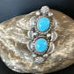 Navajo Blue Kingman Turquoise Cluster Ring | Authentic Native American Sterling Silver | Multi-Stone | Sz 8.5 | 15892