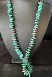 Navajo Blue Kingman Nugget Turquoise Necklace | Sterling Silver | 28" | Authentic Native American Handmade | 15290