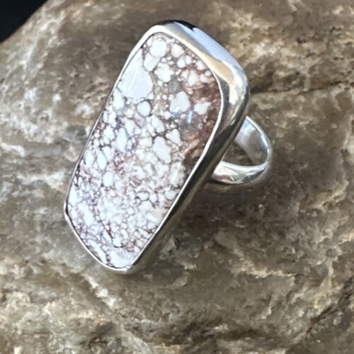 Navajo Wild Horse Turquoise Ring | Sterling Silver | Sz 7 Adjustable | Authentic Native American Handmade | 15544
