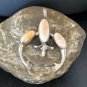 Navajo Pink Conch Necklace with Naja Pendant | Sterling Silver | Authentic Native American Handmade | 15149