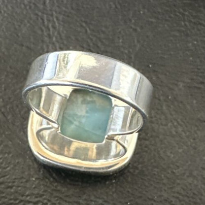 Navajo Blue Larimar Ring | Sterling Silver | Sz 8 | Authentic Native American Handmade | 17649