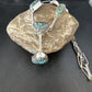 Navajo Blue Spiderweb Turquoise Lariat Necklace | Sterling Silver Pendant | 18" | 14959