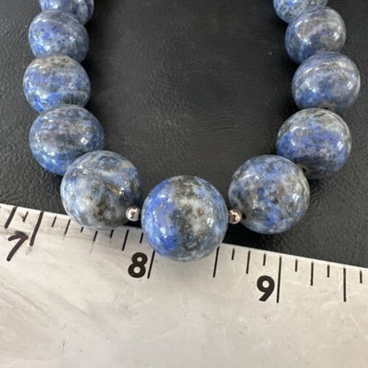 Navajo Denim Lapis Necklace | 14mm Pearls | Sterling Silver | Authentic Native American Handmade | 19" | 17549