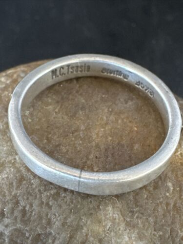 Navajo Stamped Men's Wedding Band | 14K Gold Sterling Silver Ring | Sz 12 | Authentic Native American Handmade | 15464