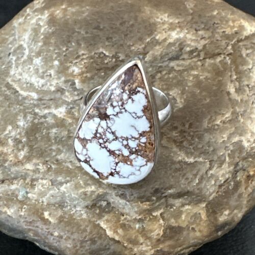 Men's & Women's Wild Horse Turquoise Ring | Navajo Sterling Silver | Sz 7 | Authentic Native American Handmade | 17364