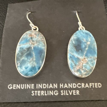 Blue Denim Lapis Dangle Earrings | Sterling Silver | 1" | 15790