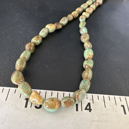 Navajo Green Royston Turquoise Bead Necklace | Sterling Silver Pearls | 18" | Authentic Native American | 15320 - Masha USA