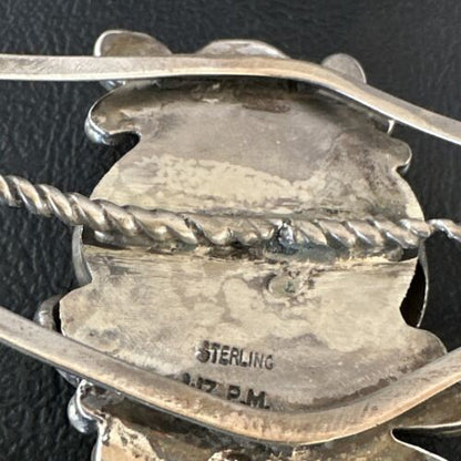 Navajo Royston Turquoise Spiny Cuff Bracelet | Sterling Silver Tufa Cast | Authentic Native American Handmade | 16776