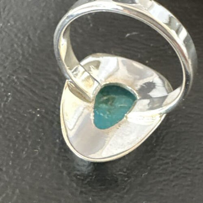 Navajo Blue Kingman Turquoise Ring | Sterling Silver | Sz 9 | Authentic Native American Handmade | 16586