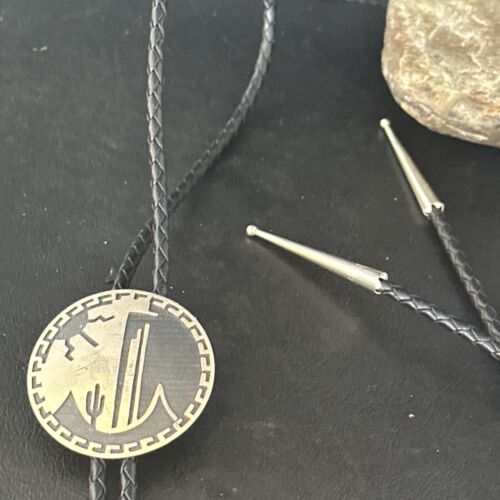 Native American Handmade Men's Bolo Tie | Hopi Sterling Silver | 14323