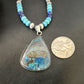 Blue Turquoise Jasper Pendant | Lapis Navajo Pearls | Sterling Silver Necklace 16927