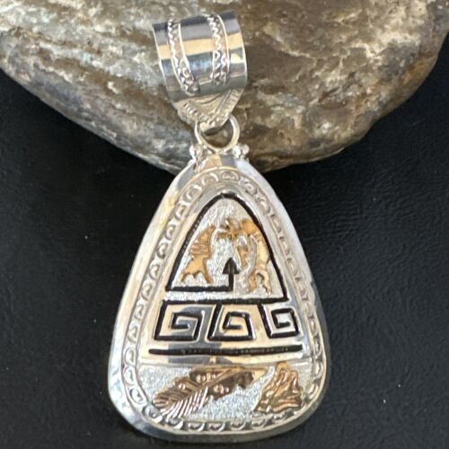 Hopi Gold Pendant | Sterling Silver | 12K GP | Authentic Native American Handmade | 15166