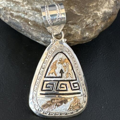 Hopi Gold Pendant | Sterling Silver | 12K GP | Authentic Native American Handmade | 15166