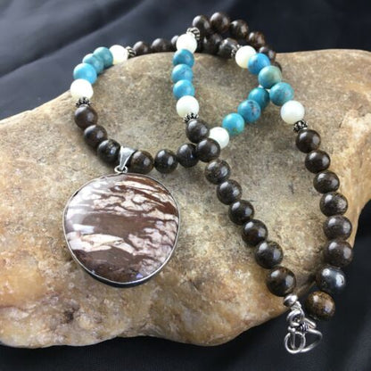 Navajo Wild Horse Turquoise Pendant Necklace | Sterling Silver | 18" | Authentic Native American Handmade | 10148