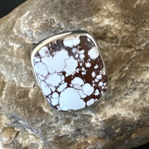 Navajo Wild Horse Turquoise Ring | Sterling Silver | Sz 7 Adjustable | Authentic Native American Handmade | 15546