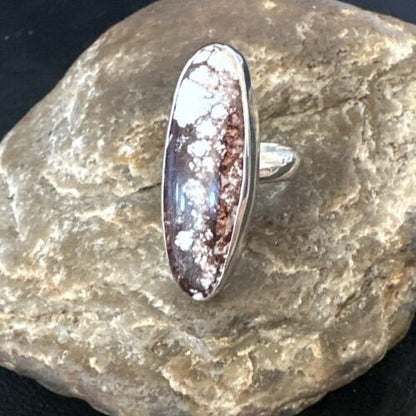 Navajo Wild Horse Turquoise Ring | Sterling Silver | Sz 8 Adjustable | Authentic Native American Handmade | 15553