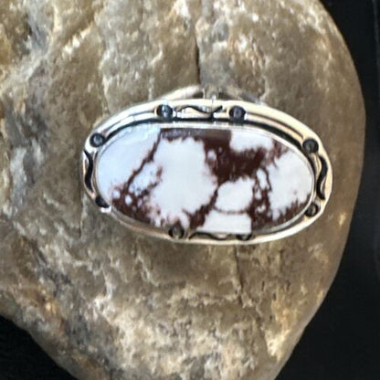 Women's Wild Horse Turquoise Ring | Navajo Sterling Silver | Sz 9 | Authentic Native American Handmade | 16471