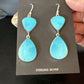 Navajo Blue Kingman Turquoise Dangle Earrings | Sterling Silver | Authentic Native American Handmade | 15108