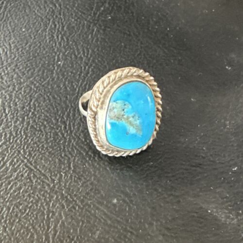 Southwestern Navajo Blue Turquoise Ring | Sterling Silver | Sz 3 | 15359