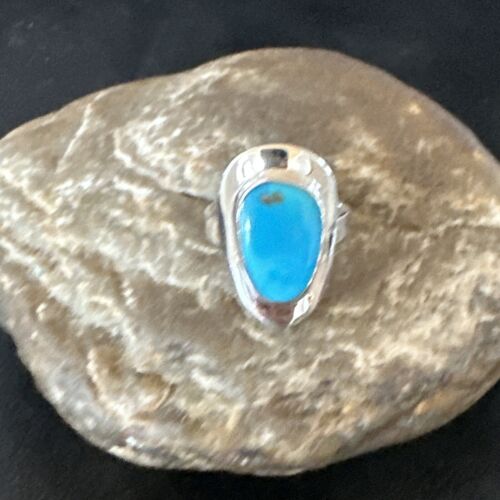 Navajo Blue Kingman Turquoise Ring | Sterling Silver | Sz 9 | Authentic Native American Handmade | 16585